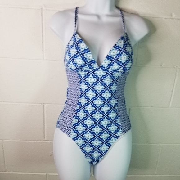 Lands End geo mosaic mixed print one piece swimsuit - Picture 6 of 10